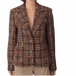 Vintage Rafaella Women’s Plaid Wool Blend Multicolored Woven Blazer